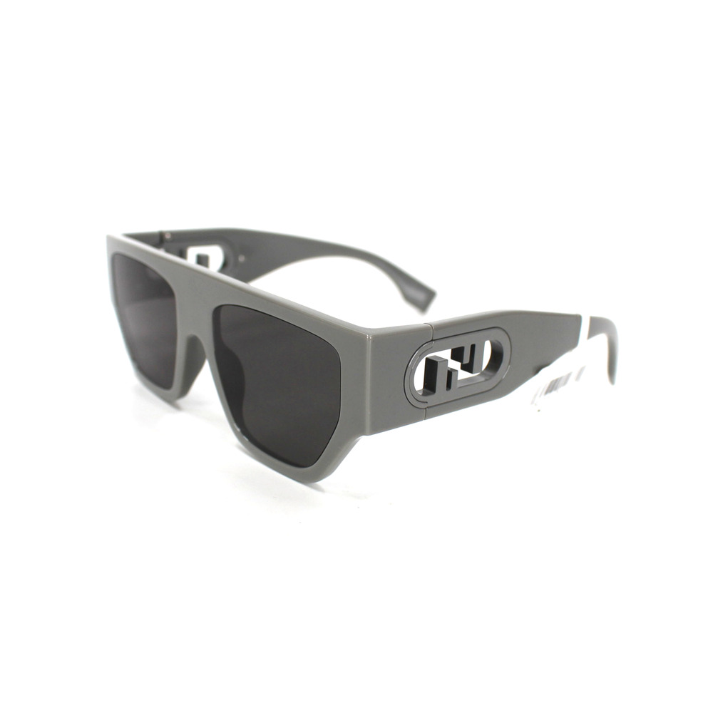 Fendi 54mm O'Lock Sunglasses NEW Geometric Grey FF Zucca Logo Frame With Case
